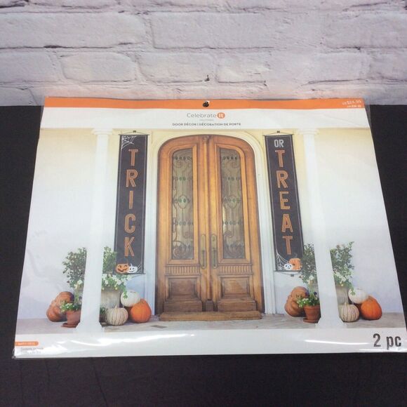 Celebrate It Trick or Treat Front Door Banners Pumpkins Halloween Decorations - Picture 4 of 8